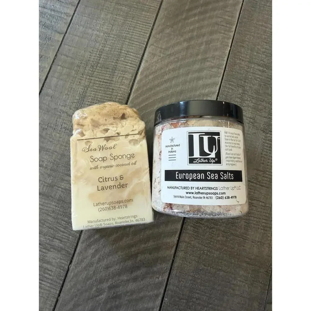 Lather Up bundle- Soap Sponge and European Sea Salts